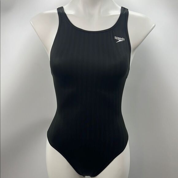 Speedo Striped Black One Piece Swimsuit - Picture 2 of 6